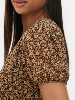 Mini-jurk Met Pofmouwen Van Chiffon