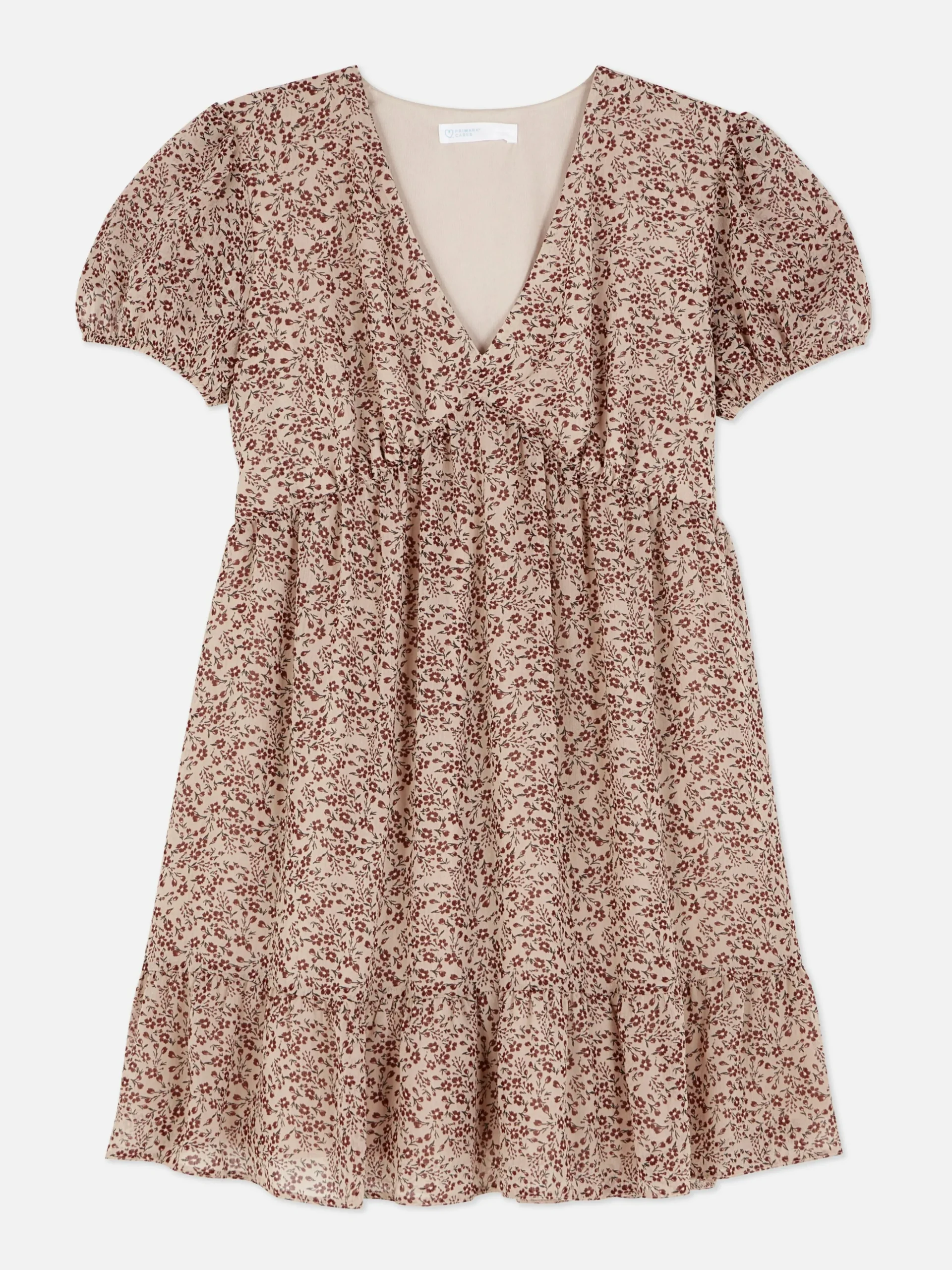 Mini-jurk Met Pofmouwen Van Chiffon