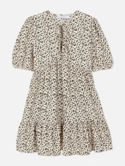 Mini-jurk Met Smokwerk Van Kreukelstof