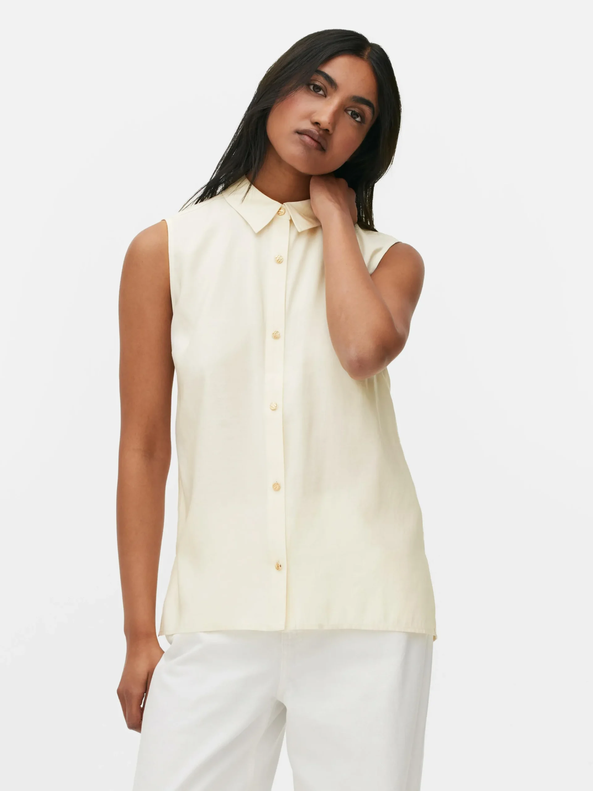 Mouwloze Blouse Met Knopen