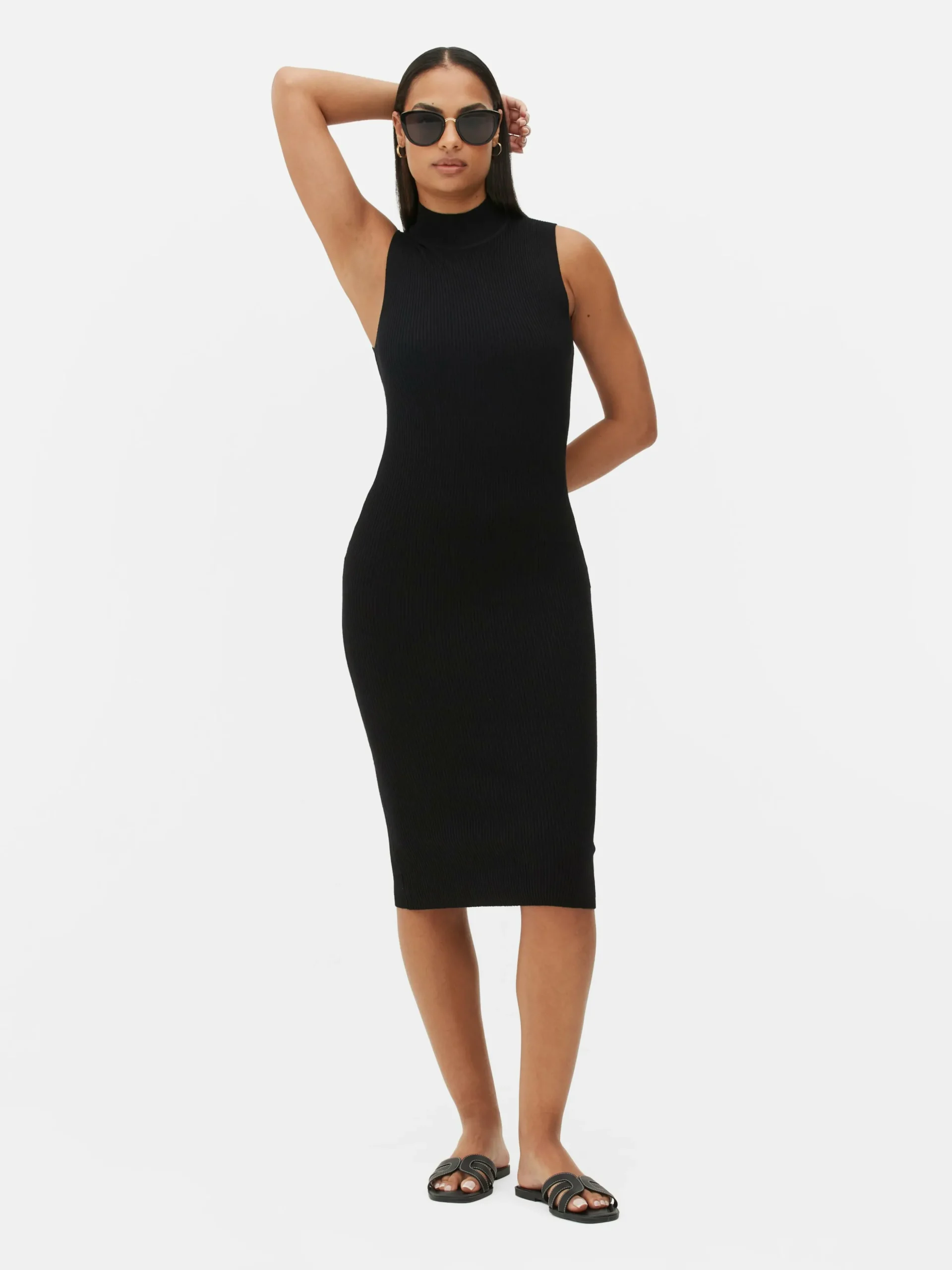 Mouwloze Gebreide Midi-jurk