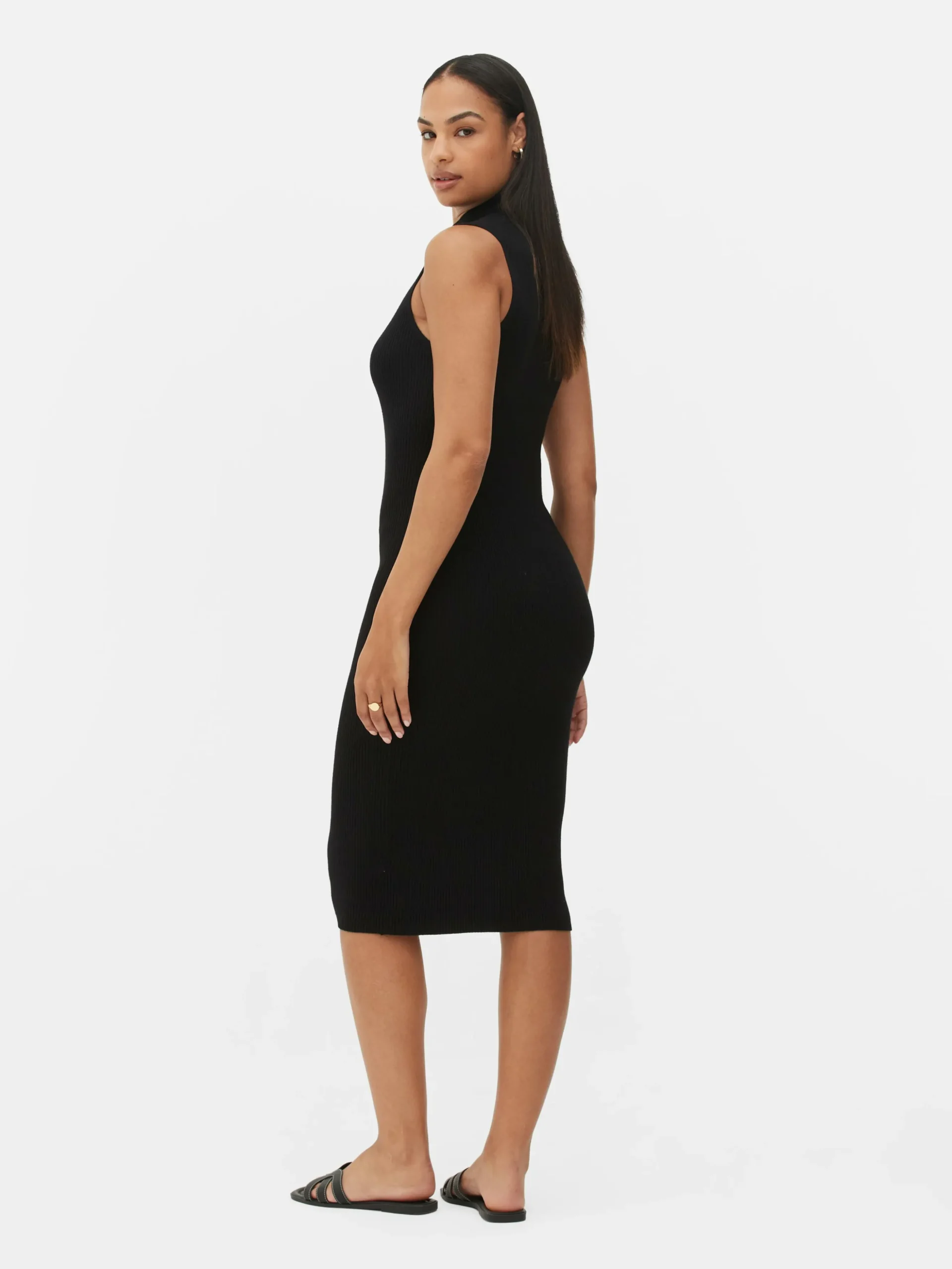 Mouwloze Gebreide Midi-jurk