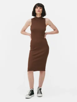 Mouwloze Gebreide Midi-jurk