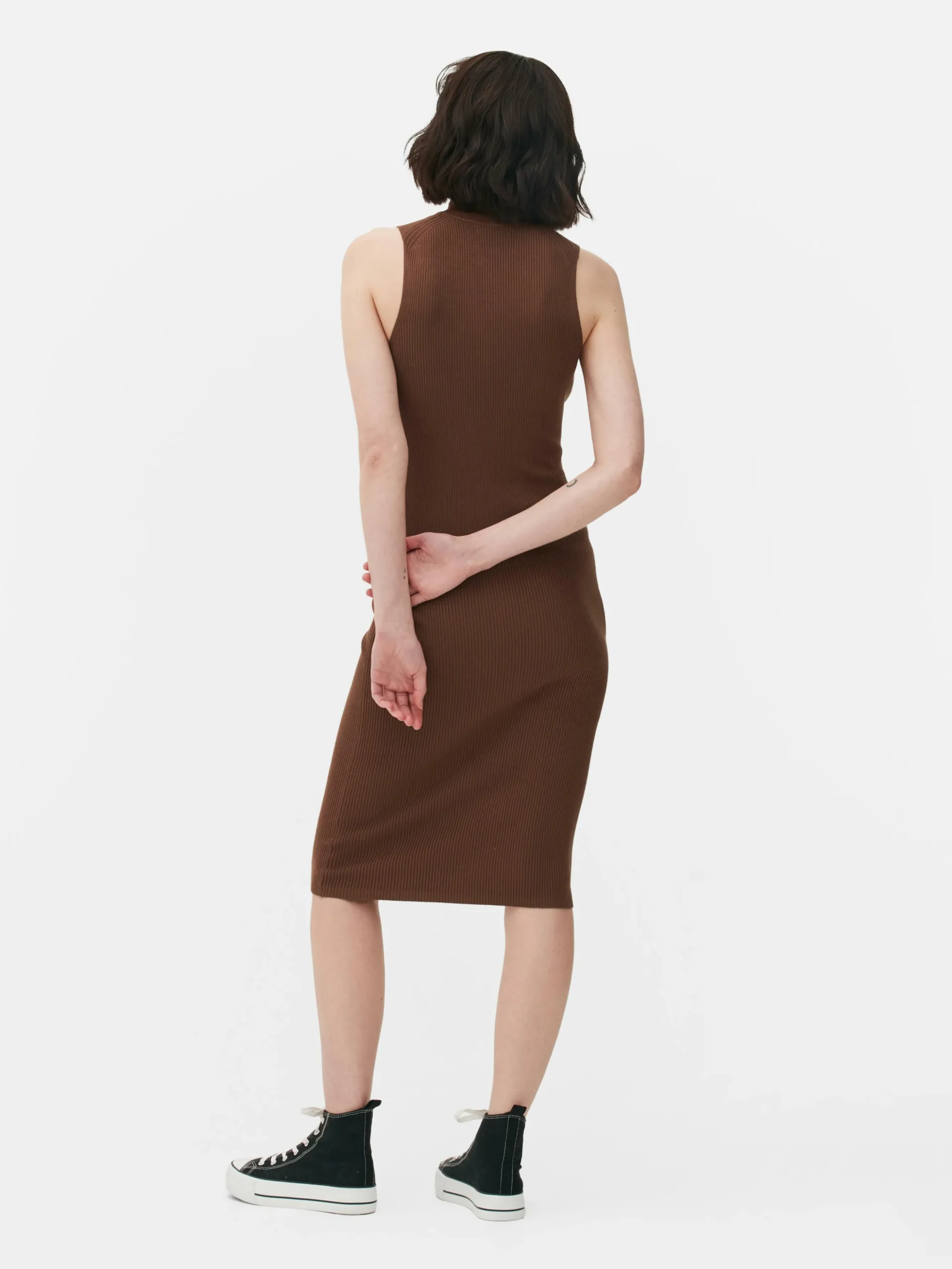 Mouwloze Gebreide Midi-jurk