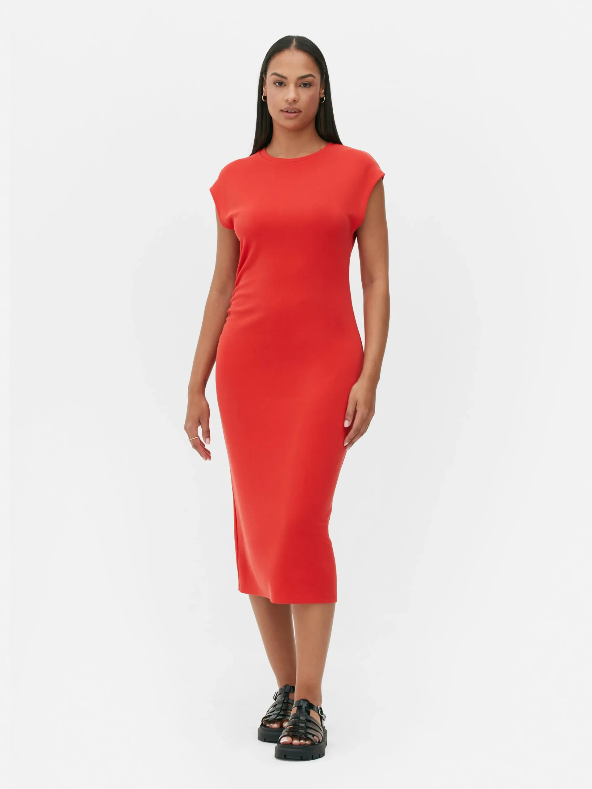 Mouwloze Midi-jurk Met Ruches