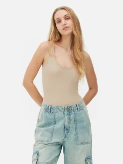 Naadloze Bodysuit Van Ribstof Met U-hals