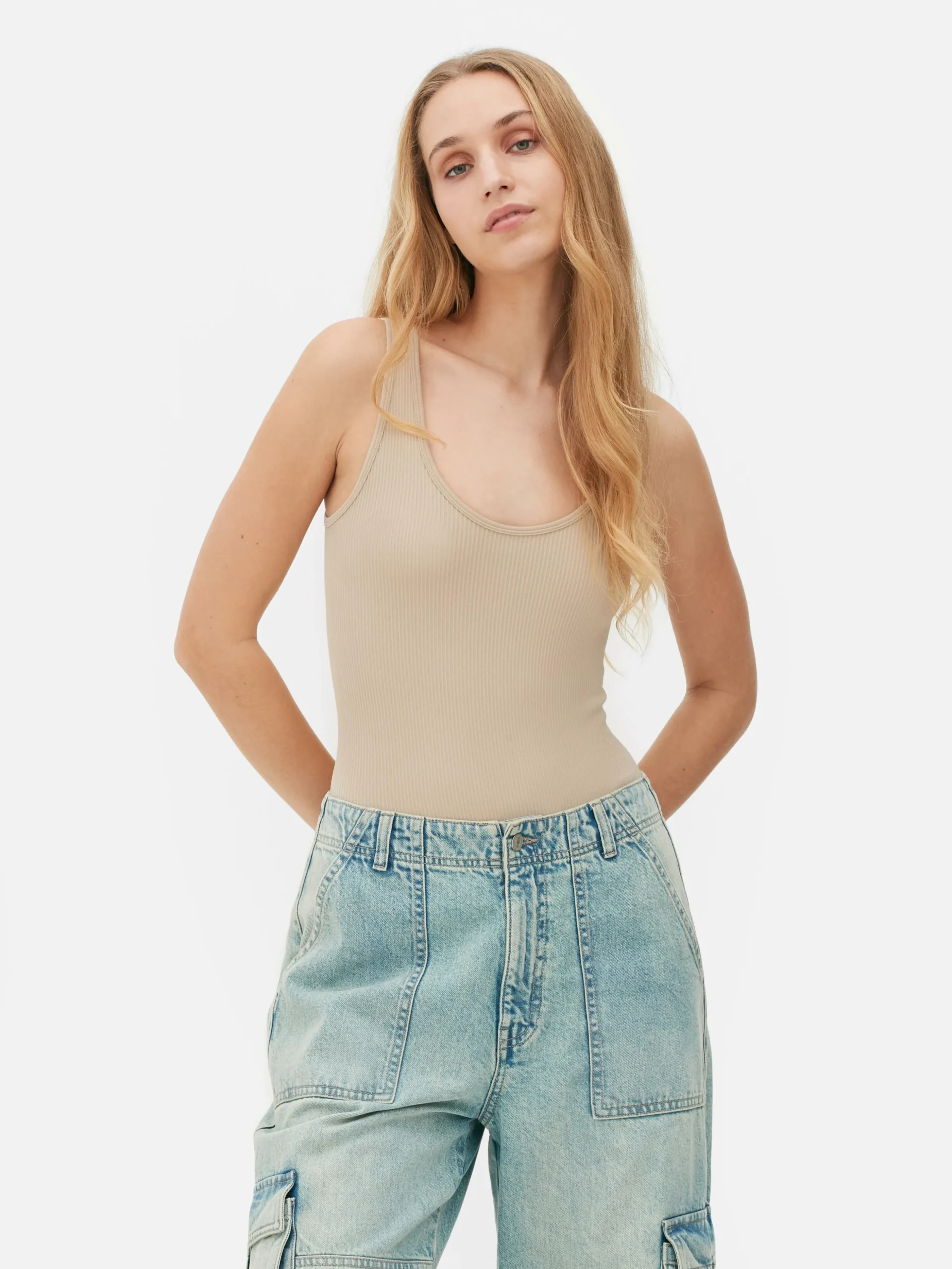 Naadloze Bodysuit Van Ribstof Met U-hals