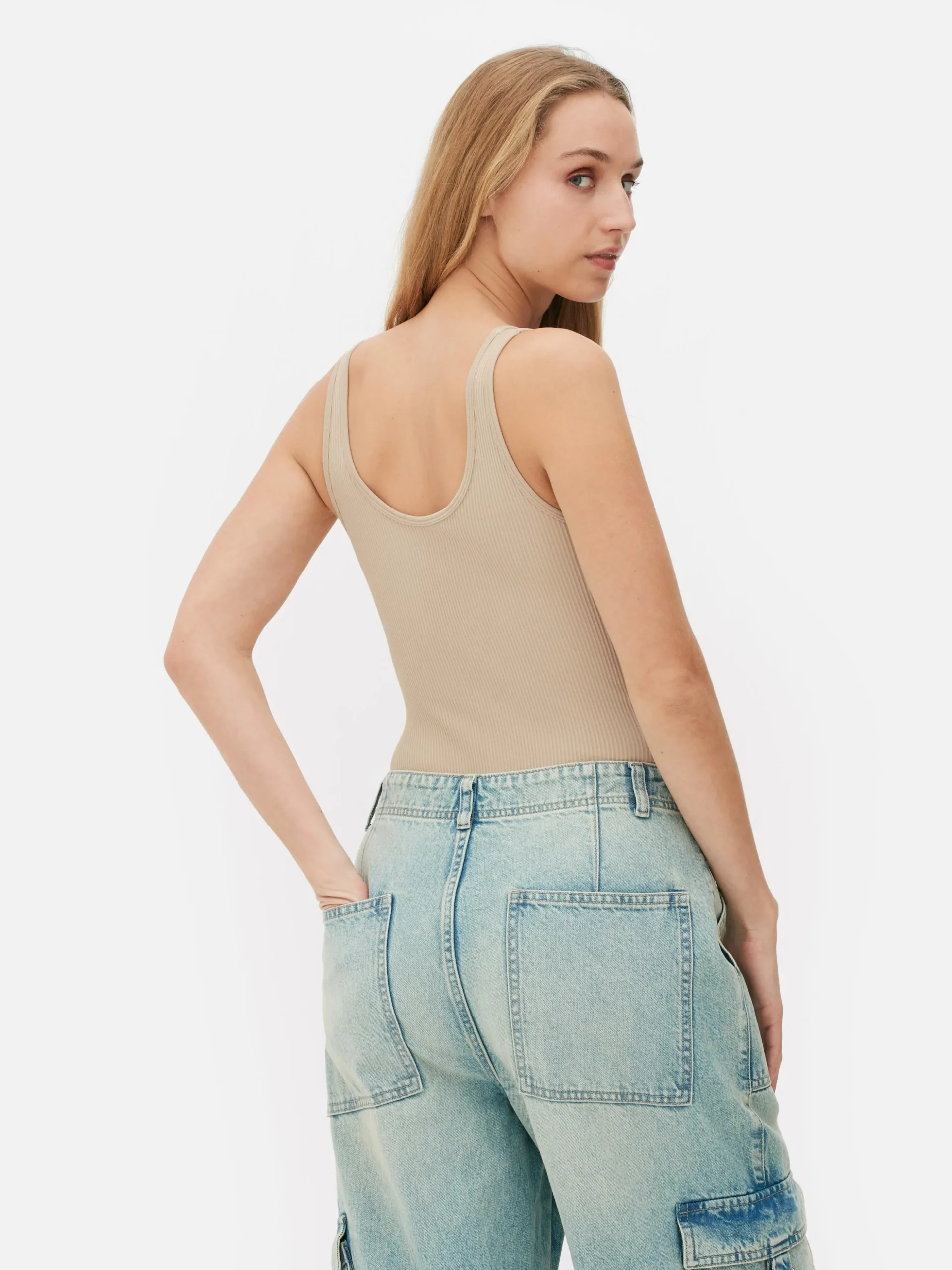 Naadloze Bodysuit Van Ribstof Met U-hals