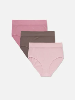 Naadloze Geribde Slips Met Hoge Taille, Set Van 3