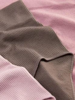 Naadloze Geribde Slips Met Hoge Taille, Set Van 3