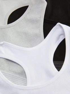 Naadloze Korte Tops Met Racerback, Set Van 3