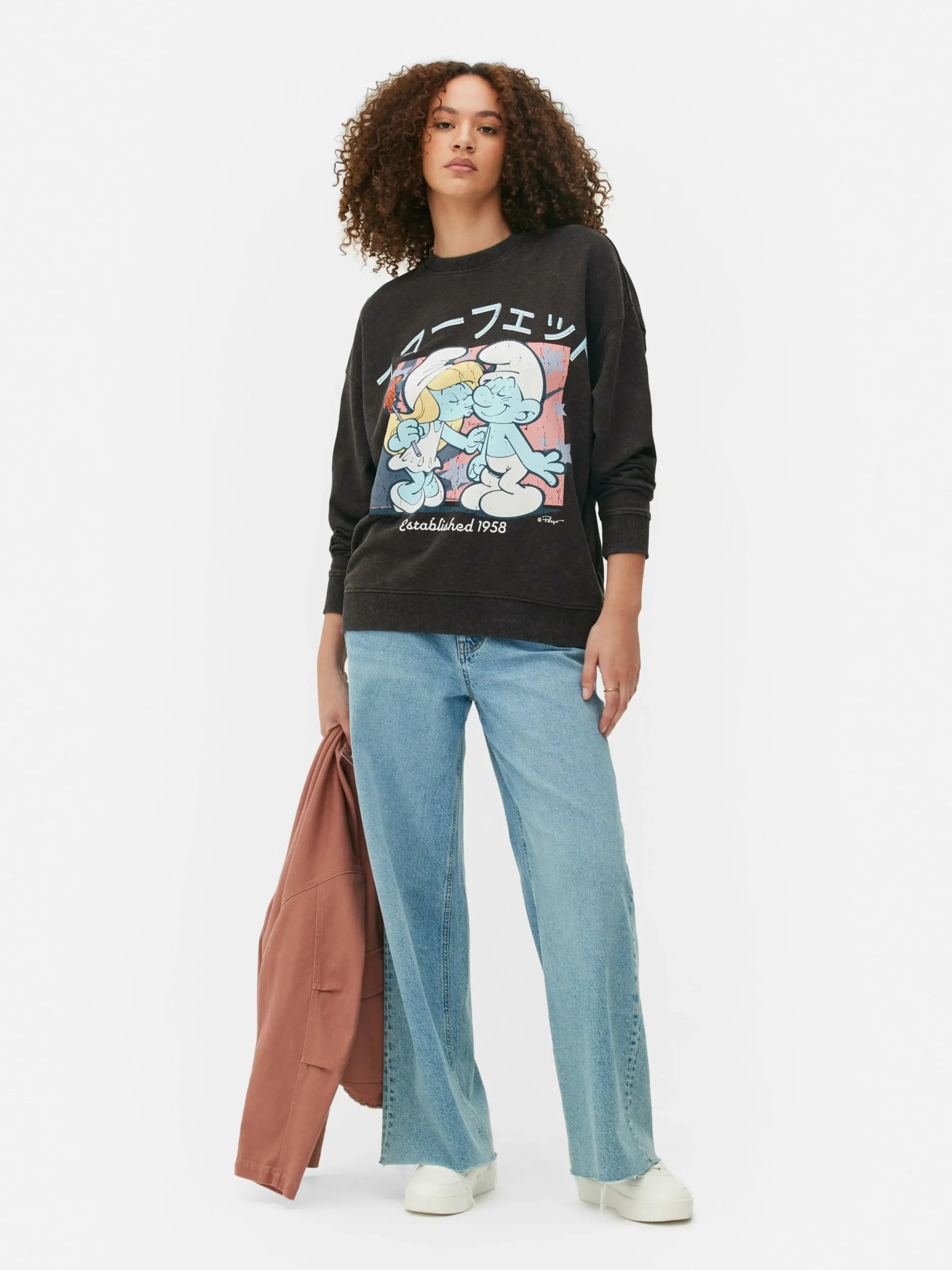 Oversized Sweatshirt Met Print De Smurfen