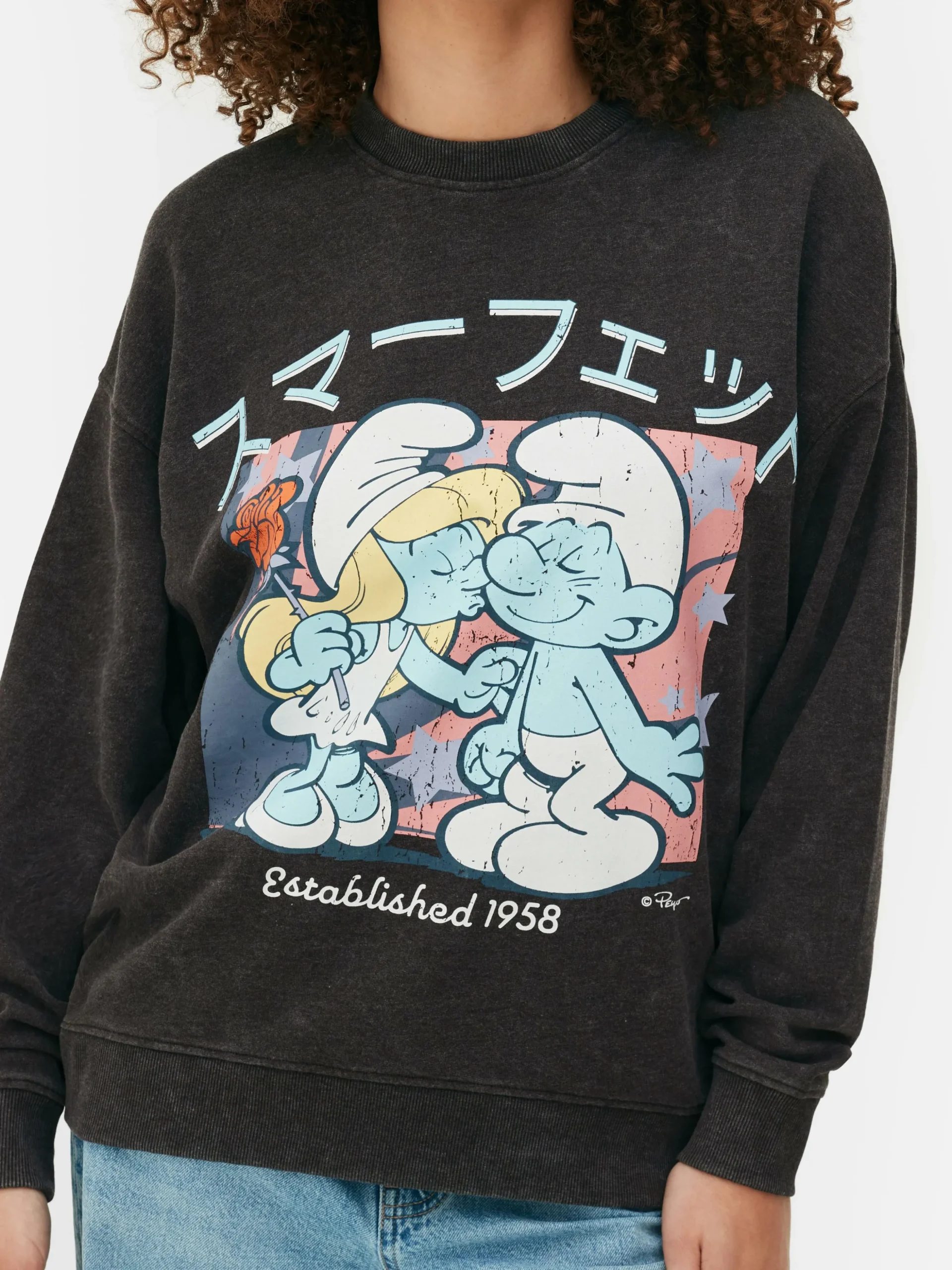 Oversized Sweatshirt Met Print De Smurfen