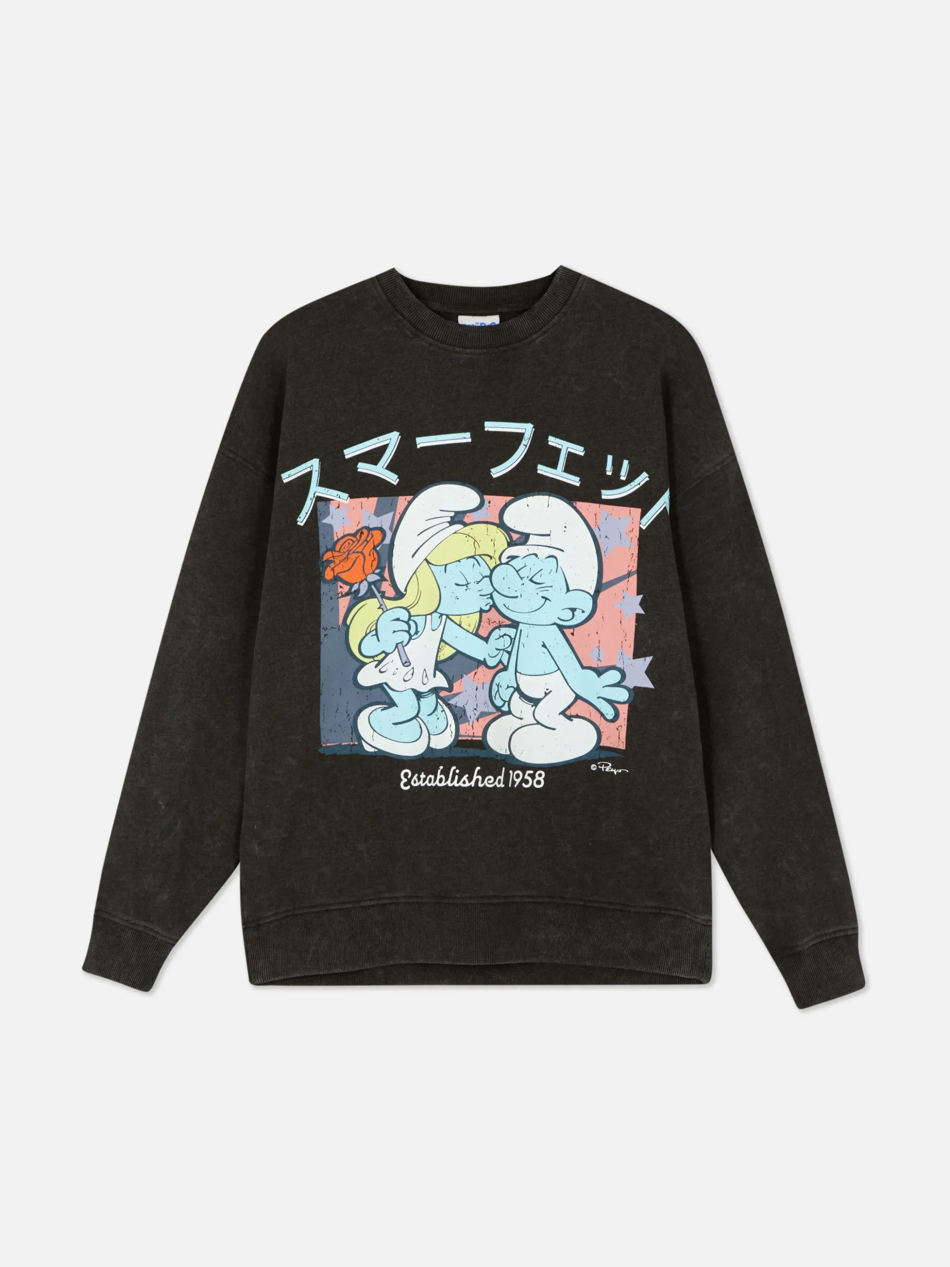 Oversized Sweatshirt Met Print De Smurfen