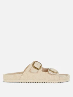 Pantoffels Met Voetbed En Twee Vilten Bandjes