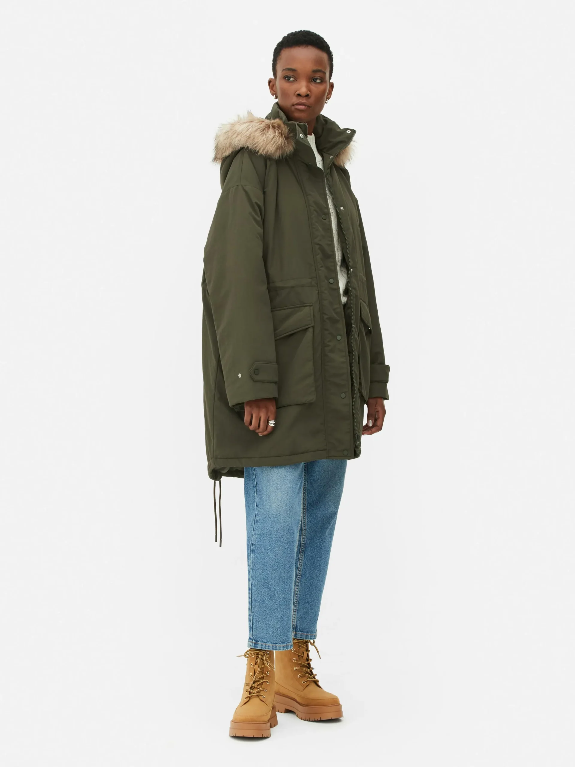 Parka Met Capuchon Met Imitatiebontrand