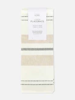 Placemats Van Gestreepte Stof, Set Van 2