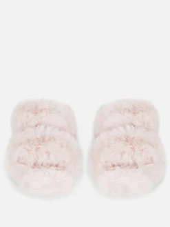 Pluizige Pantoffels Met Dubbele Bandjes