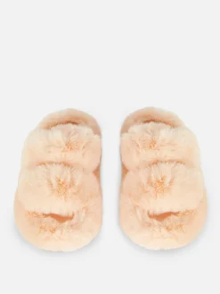 Pluizige Pantoffels Met Dubbele Bandjes