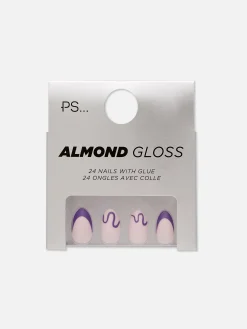 PS... Amandelvormige Glanzende Kunstnagels Met Swirl