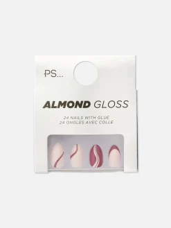PS... Amandelvormige Glanzende Kunstnagels Met Swirl