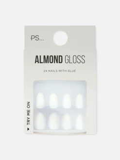 PS... Amandelwitte Glanzende Kunstnagels