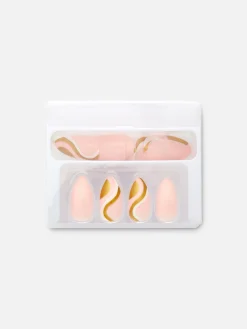 PS... Glanzende Puntige Kunstnagels Met Swirl-effect