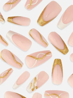 PS... Glanzende Stilettokunstnagels Met Swirl