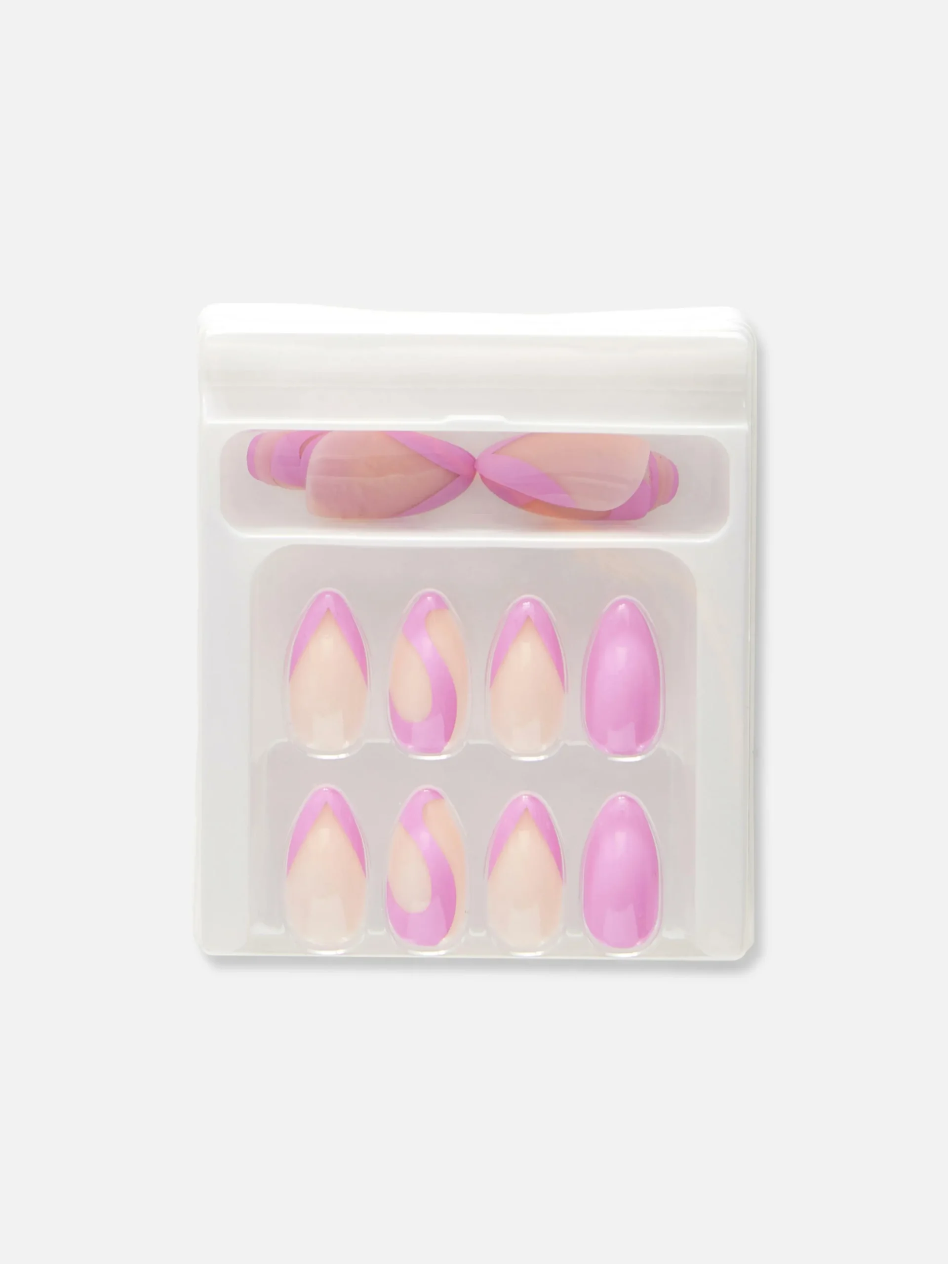 PS... Puntige Glanzende Kunstnagels Met Swirl-effect