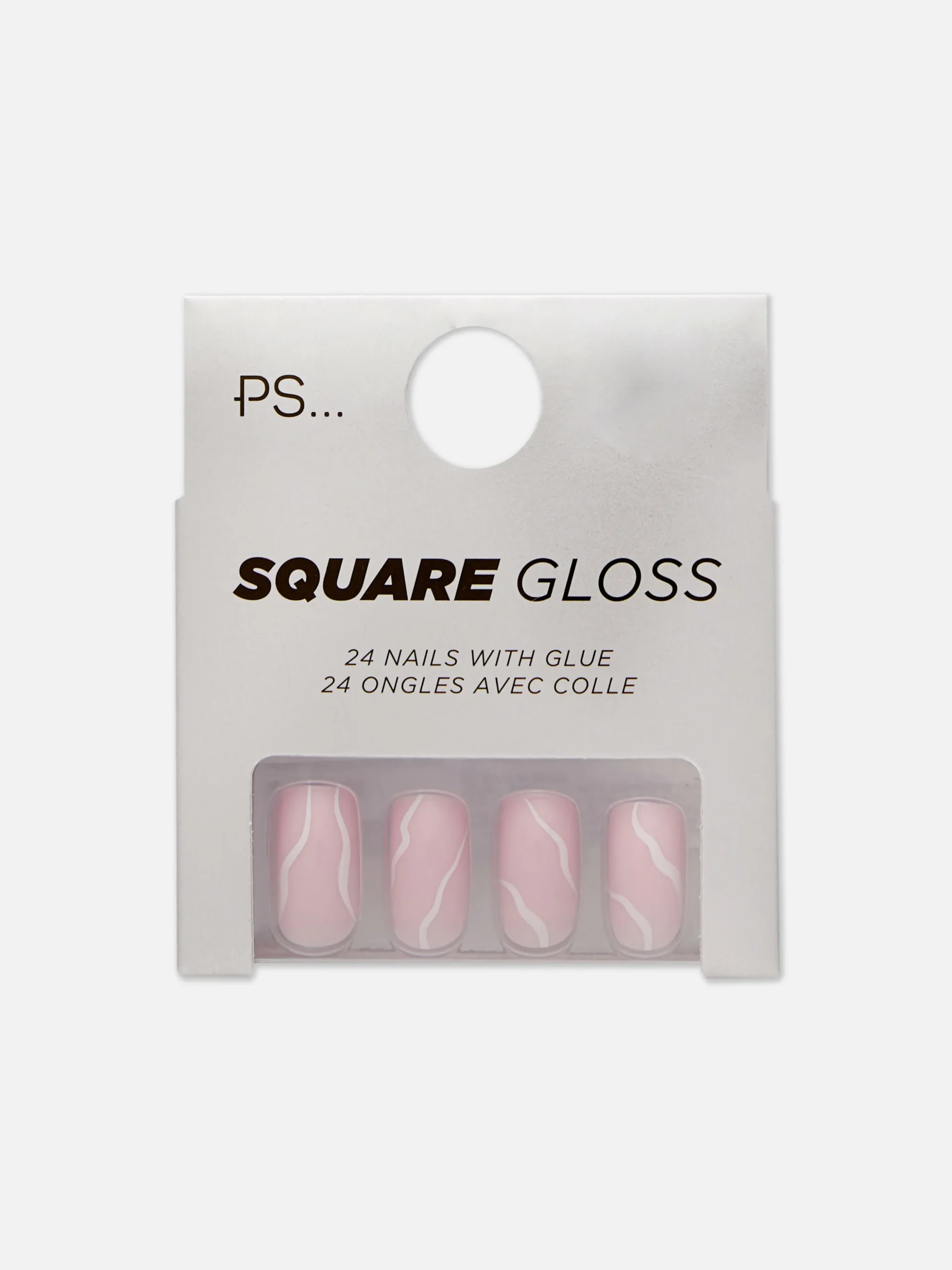 PS... Vierkante Glanzende Kunstnagels Met Swirl