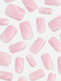 PS... Vierkante Glanzende Kunstnagels Met Swirl