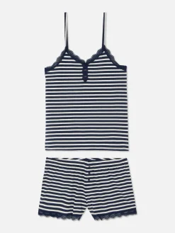 Pyjama Met Hemdje Met Kanten Rand En Korte Broek