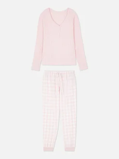 Pyjama Met Henley-shirt En Broek Met Patroon