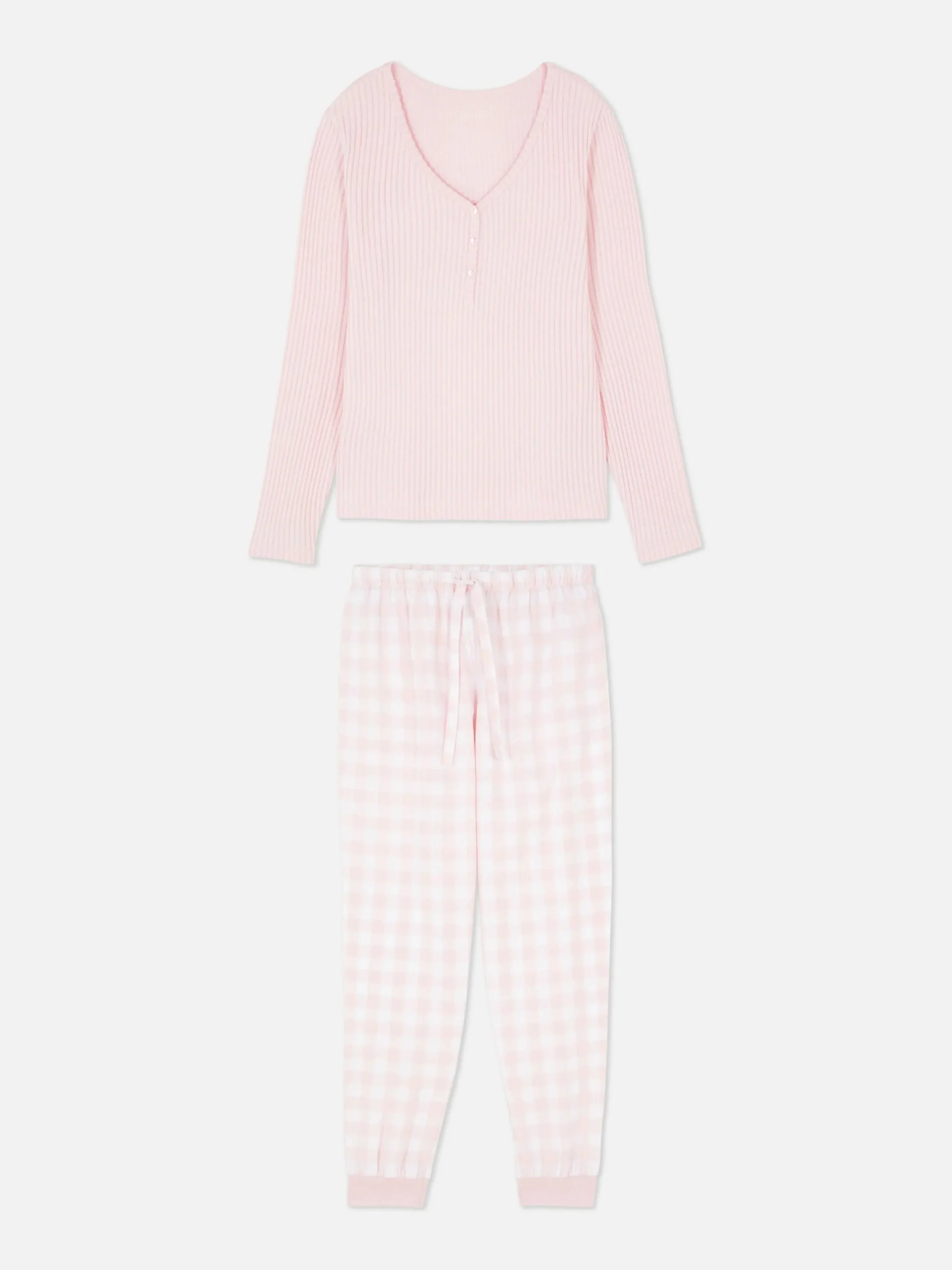 Pyjama Met Henley-shirt En Broek Met Patroon