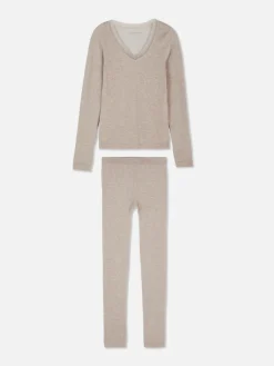 Pyjama Met Kanten Rand En Lange Mouwen