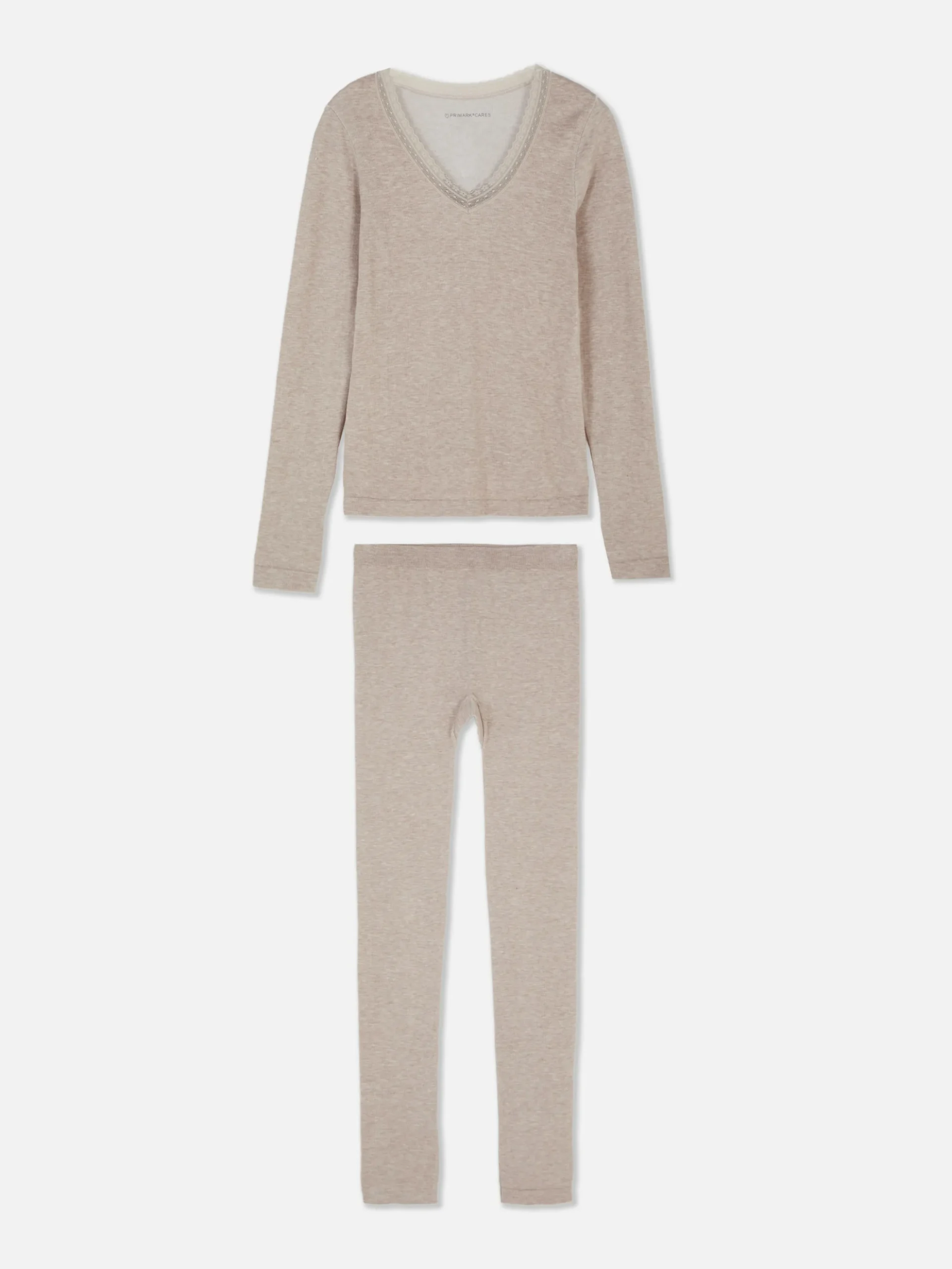 Pyjama Met Kanten Rand En Lange Mouwen