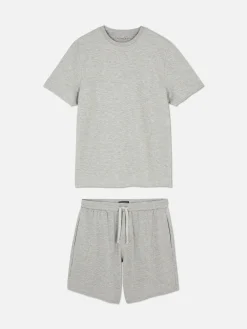 Pyjama Met T-shirt En Korte Broek Van Gewafelde Jersey