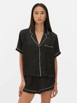 Pyjamaset Met Nachthemd En Korte Broek Van Satijn