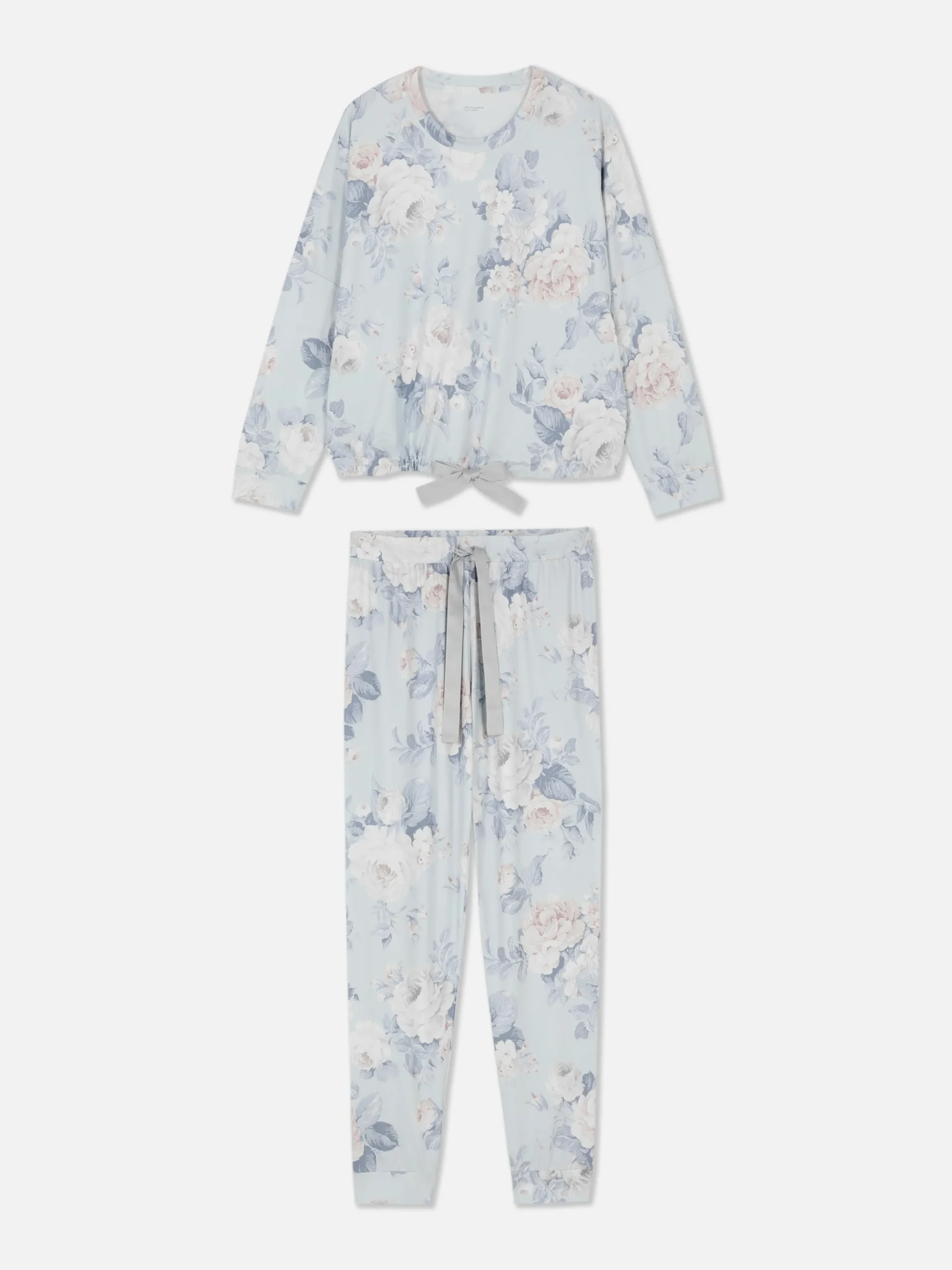 Pyjamaset Met Strikdetail En Lange Mouwen