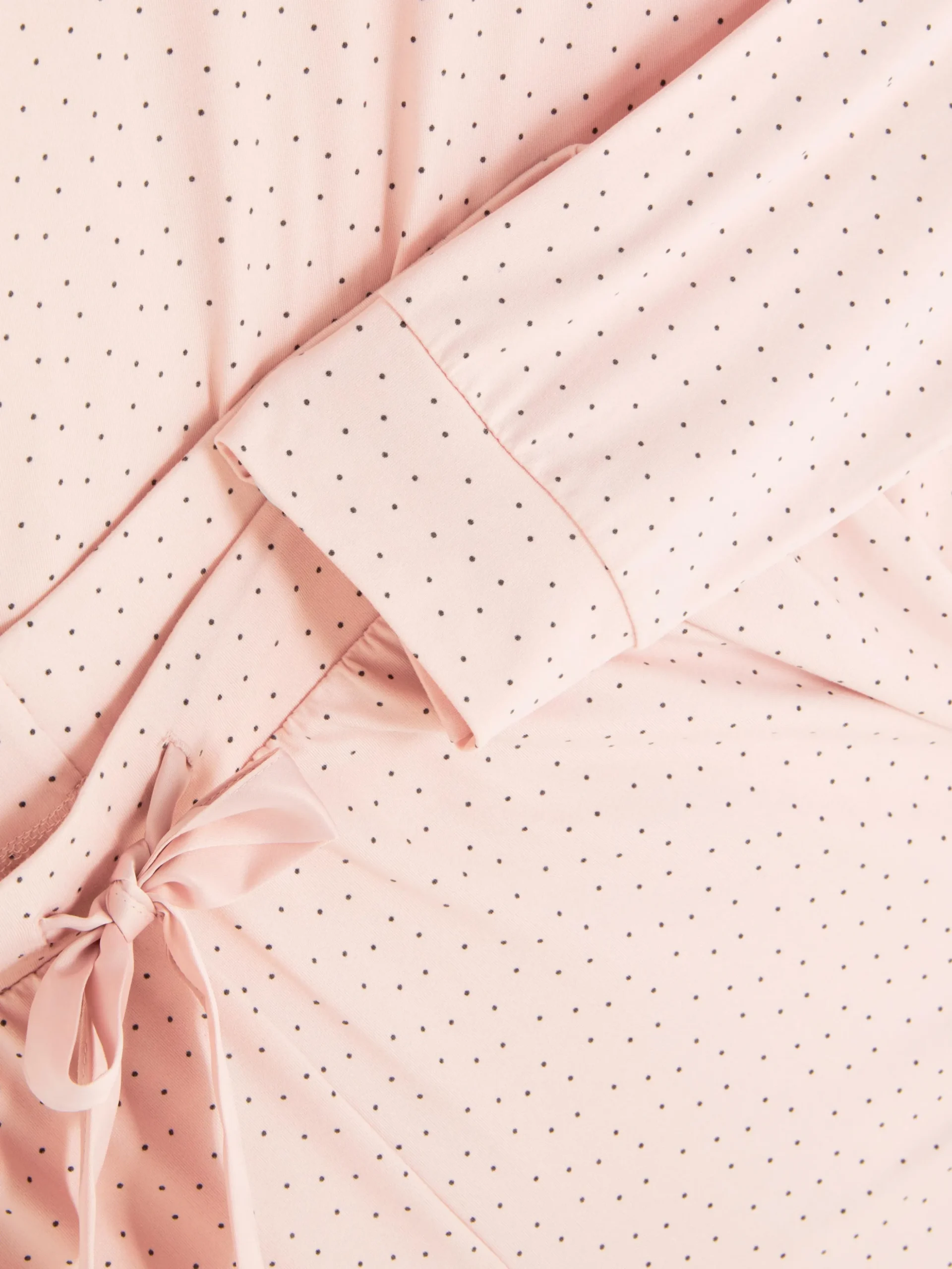 Pyjamaset Met Strikdetail En Lange Mouwen