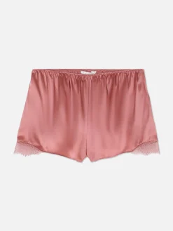 Pyjamashort Van Zijdemix Met Kanten Rand