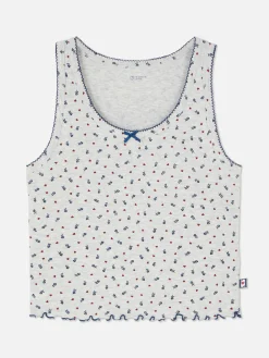 Pyjamatop Van Ribstof Met Bloemenprint