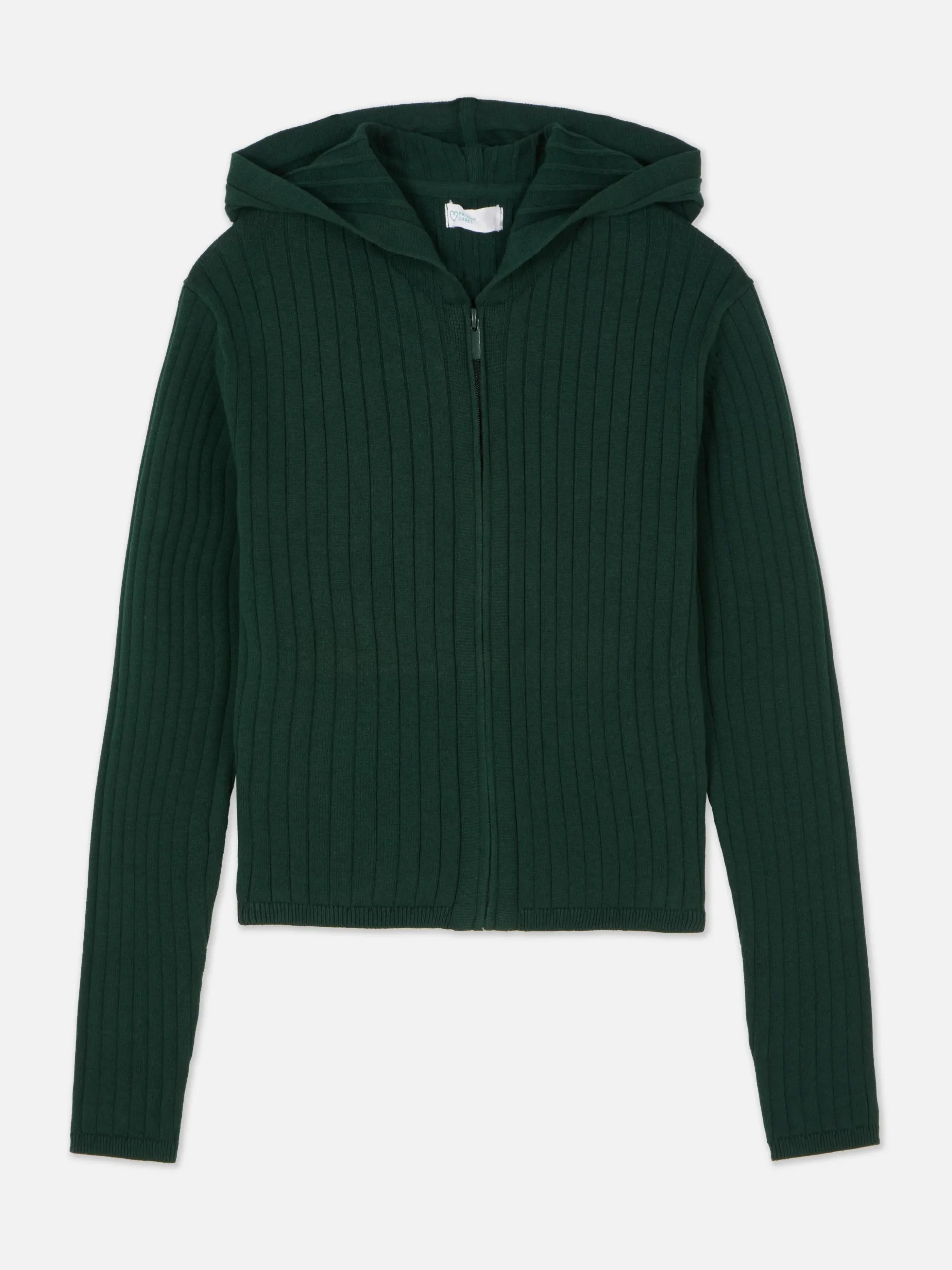Ribgebreid Vest Met Rits En Capuchon