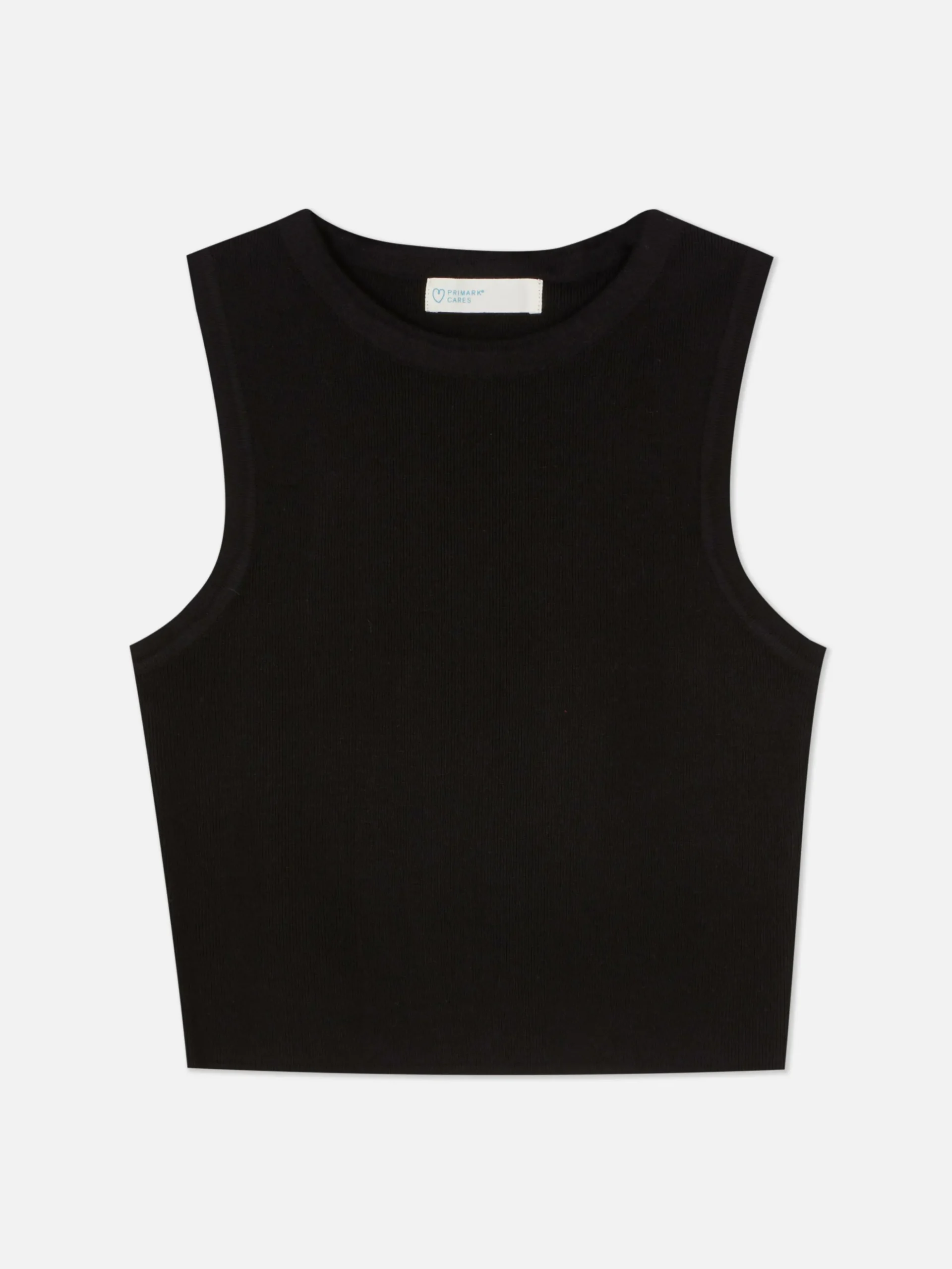 Ribgebreide Korte Tanktop Met Ronde Hals