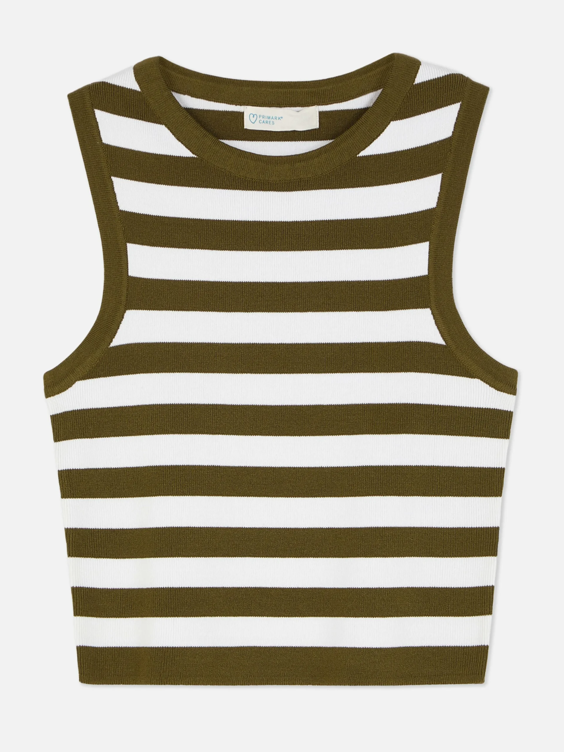 Ribgebreide Korte Tanktop Met Ronde Hals