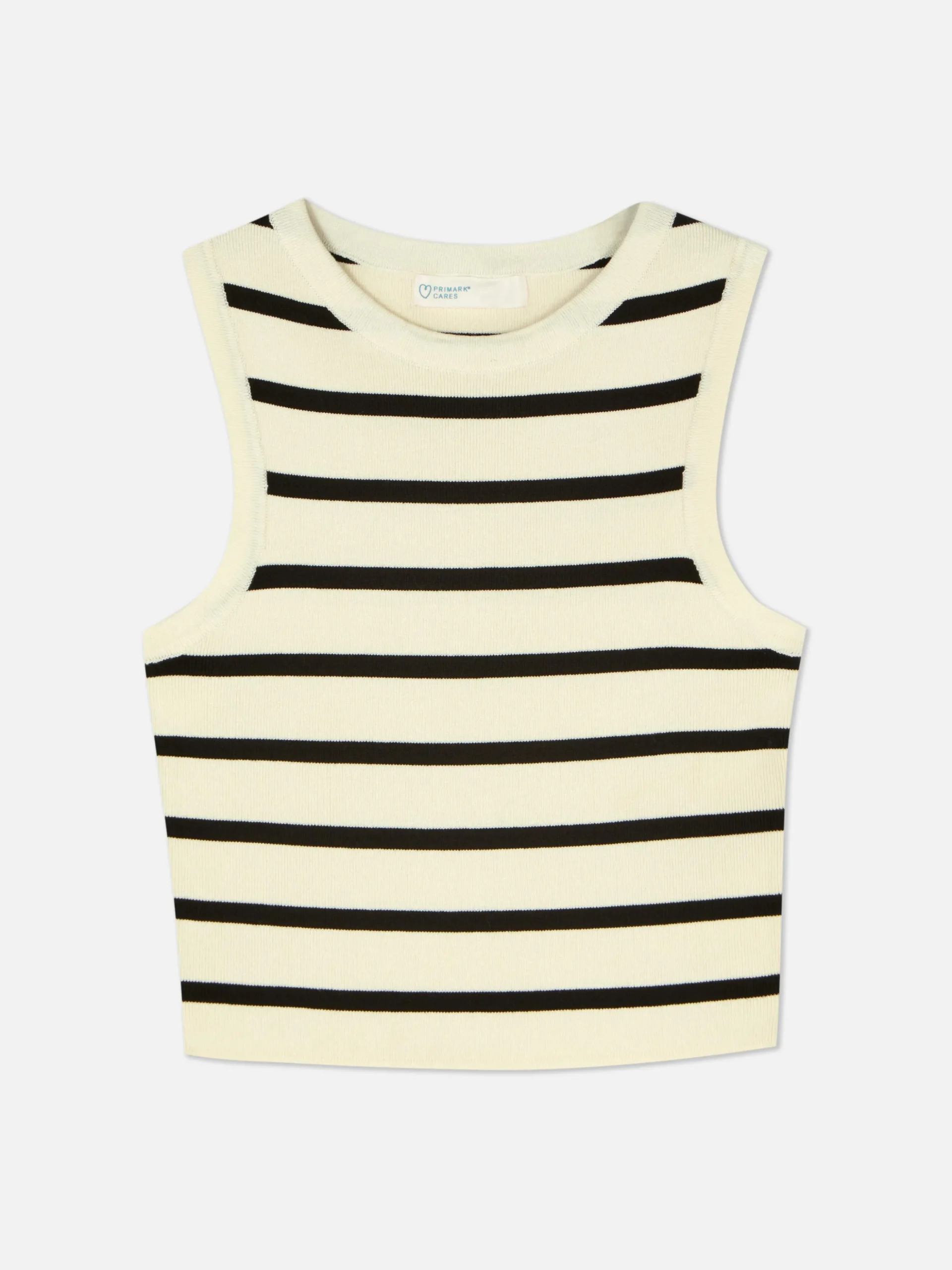 Ribgebreide Korte Tanktop Met Ronde Hals