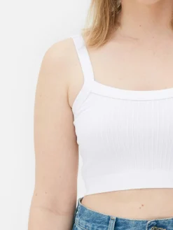 Ribstoffen Korte Top Met Textuur