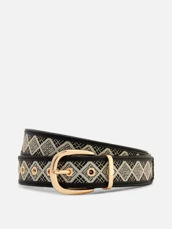 Riem Met Gebogen Gesp En Monogramprint