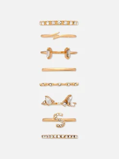 Ringen Met Initiaal Met Stras, Set Van 8
