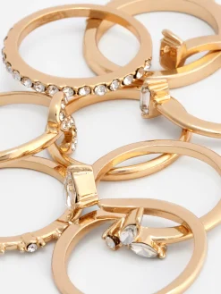Ringen Met Initiaal Met Stras, Set Van 8